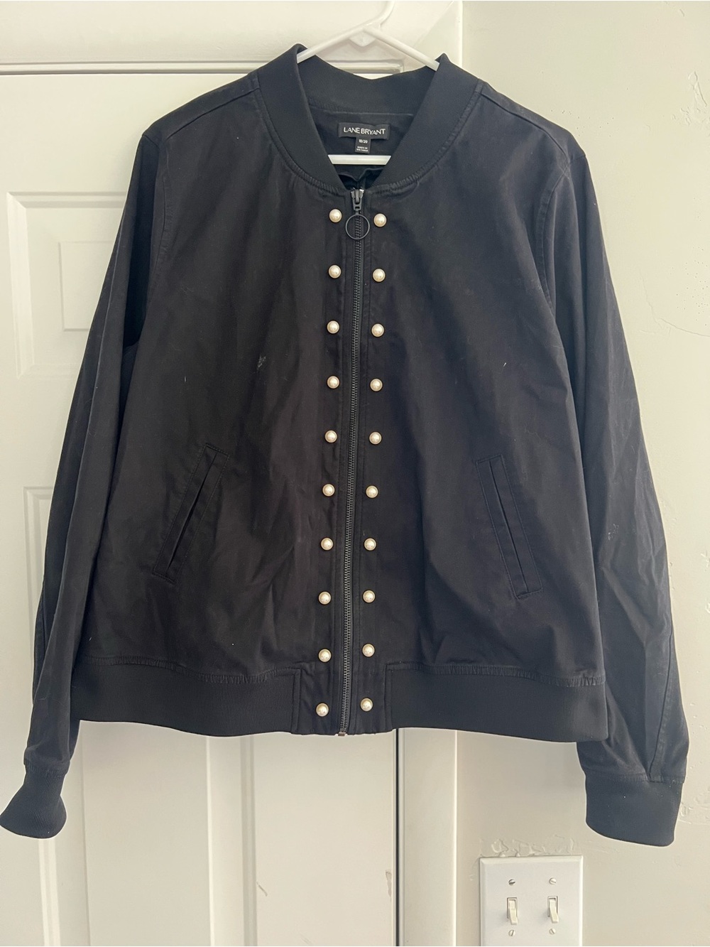 Lane Bryant Black Pearl-Accent Bomber Jacket